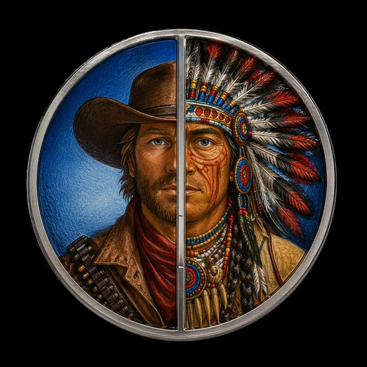 Estimate: See the Back! Face-Off: Western Warriors 1 oz Colorized Silver Medal (Mintage TBD at End of Presale)