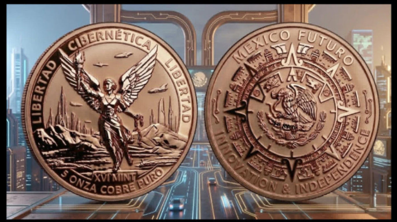 XVI Mint Libertad Cibernetica 5 oz Copper Ultra High Relief Reverse Proof -Like Medal (1000 Mintage)
