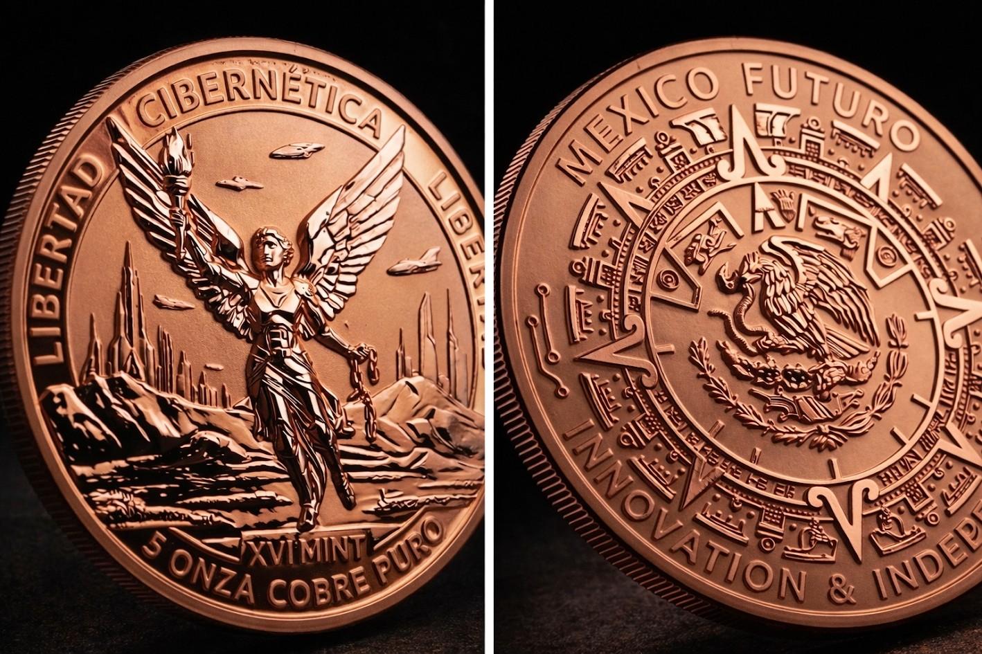 XVI Mint Libertad Cibernetica 5 oz Copper Ultra High Relief Reverse Proof -Like Medal (1000 Mintage)