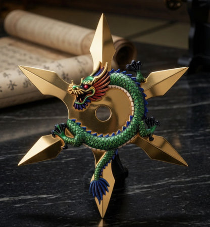 2 oz Copper NINJA STAR DRAGON WITH BOX