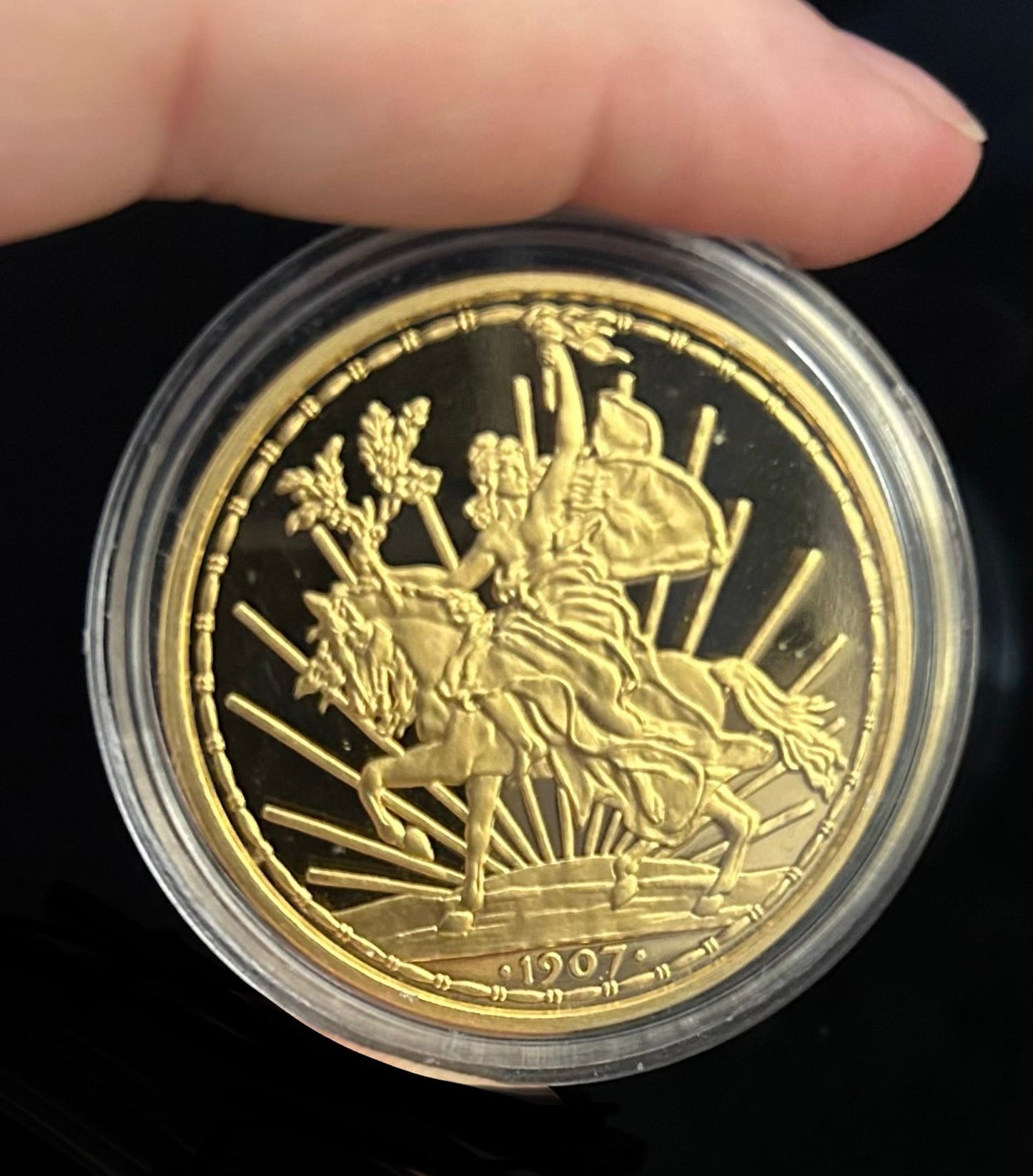 In Stock! 1907 50 c Caballito Mexico Silver Coin Gilded 300 Minted Box & COA