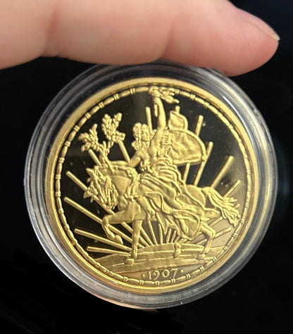 In Stock! 1907 50 c Caballito Mexico Silver Coin Gilded 300 Minted Box & COA
