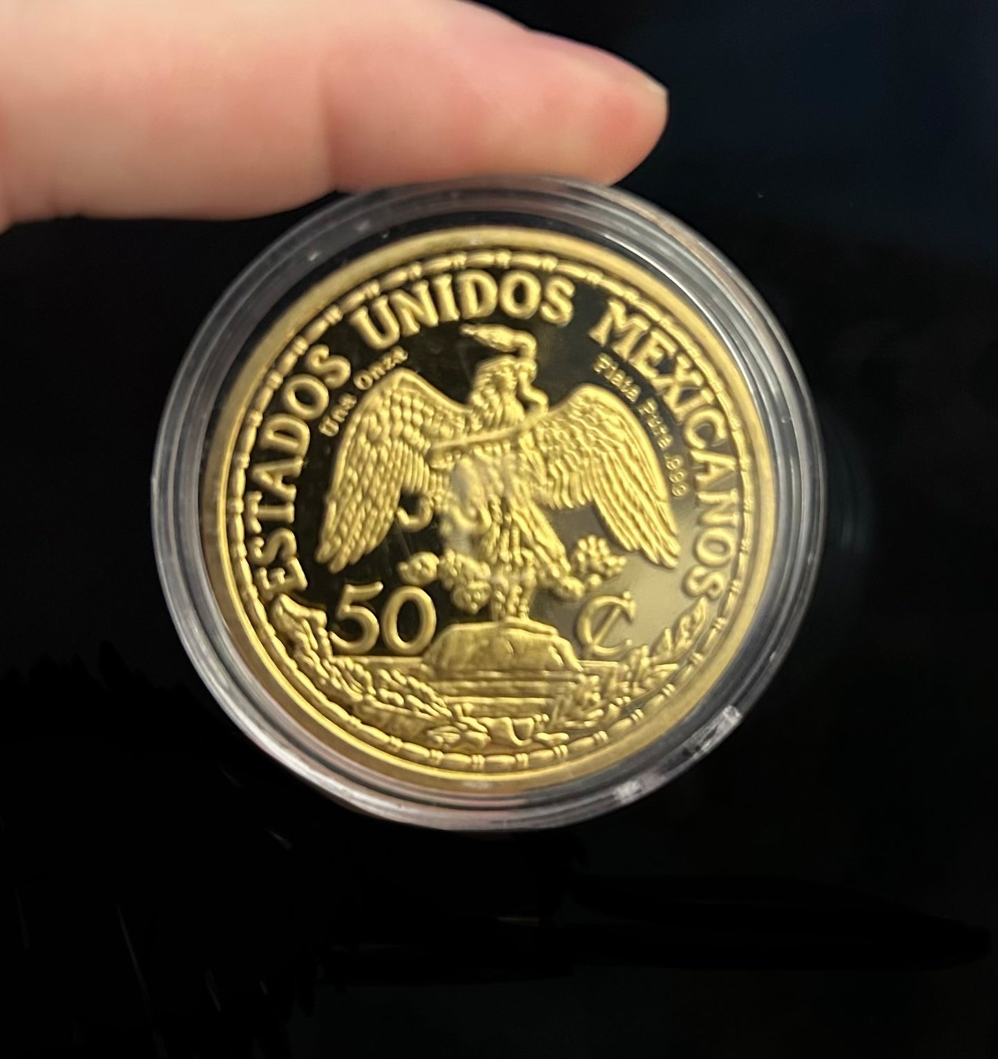 In Stock! 1907 50 c Caballito Mexico Silver Coin Gilded 300 Minted Box & COA