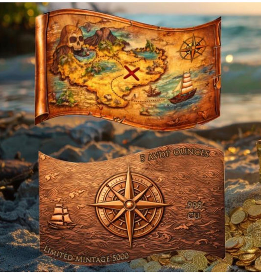 5oz Skull Island Treasure Colorized Copper in Shaped Capsule