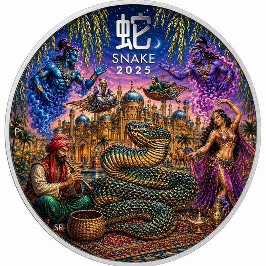 Estimate: Australia 2025 Lunar Snake Arabian Nights 1 oz Silver Coin (Mintage TBD at end of Presale Period)
