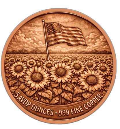 Freedom Flower Colorized 5 oz Copper Round (04/22)