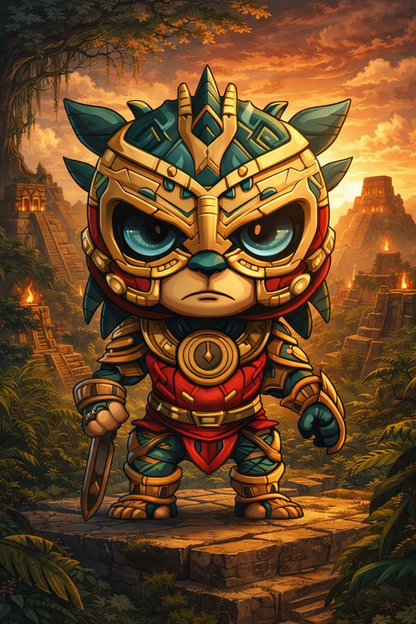 Aztecito Warrior Shaped Colorized 1 oz Copper Medal (04/23)