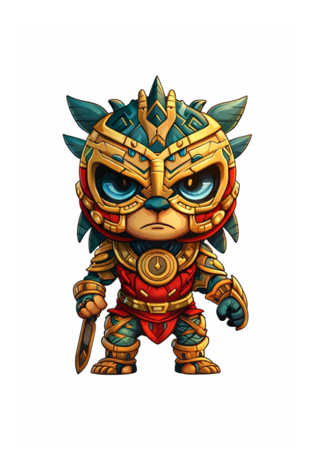 Aztecito Warrior Shaped Colorized 1 oz Copper Medal (04/23)