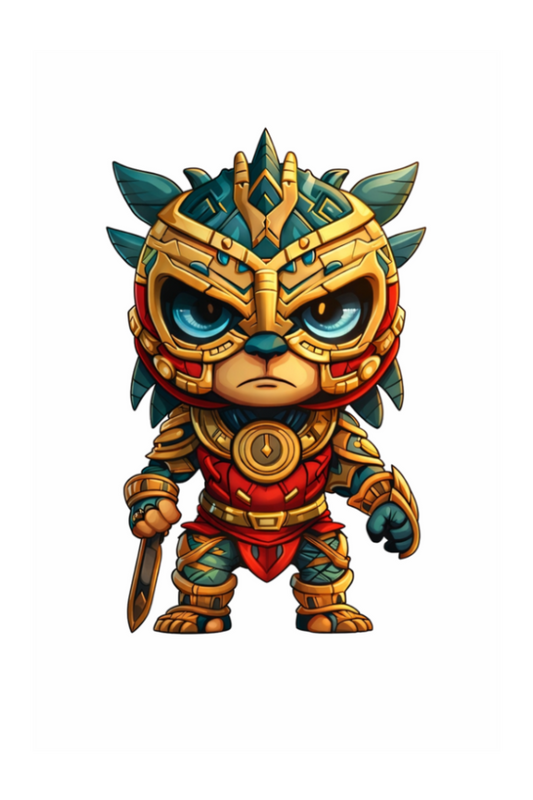 Aztecito Warrior Shaped Colorized 1 oz Copper Medal (04/23)