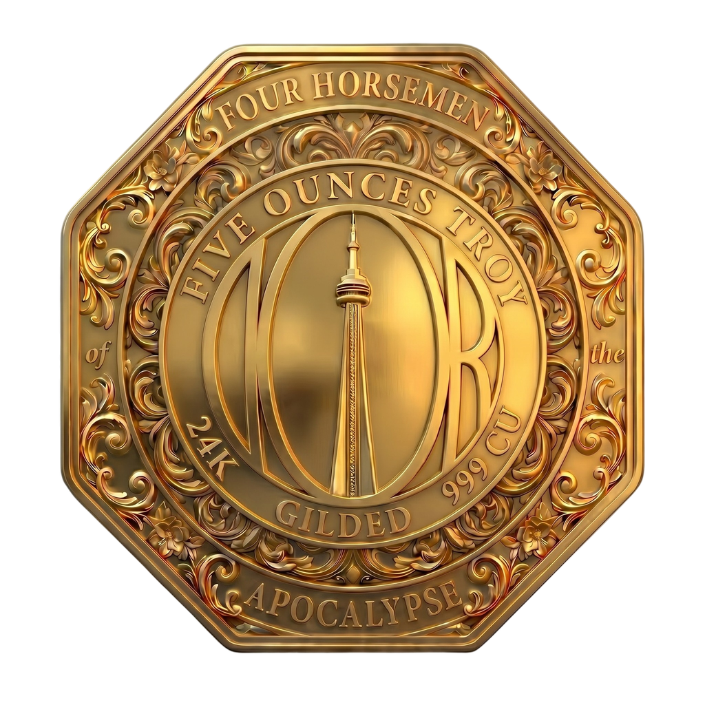 New Series! Four Horsemen of the Apocalypse - Famine Gold Gilt 5 oz Copper Medal (04/22)