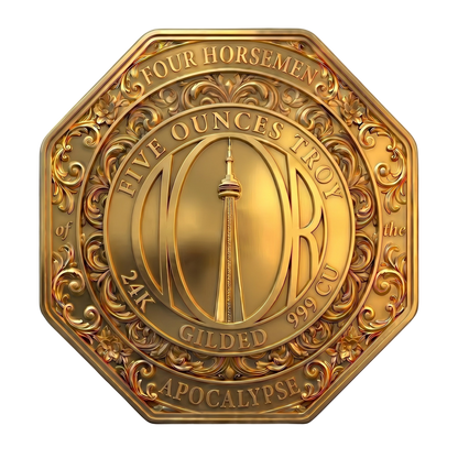 New Series! Four Horsemen of the Apocalypse - Famine Gold Gilt 5 oz Copper Medal (04/22)