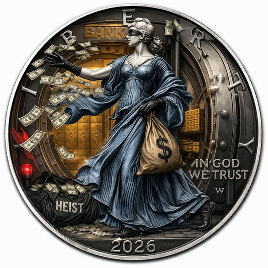 Estimate: 2026 U.S. Eagle Bank Heist Edition 1 oz Silver Coin (04/21)