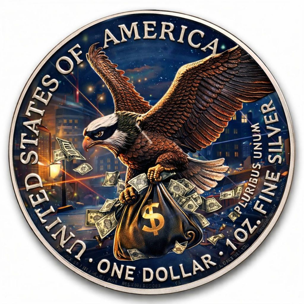 Estimate: 2026 U.S. Eagle Bank Heist Edition 1 oz Silver Coin (04/21)