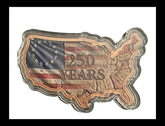 2026 10oz 13 Colonies Frontier .999 Colorized Copper USA Shaped 250 years Anniversary Bar