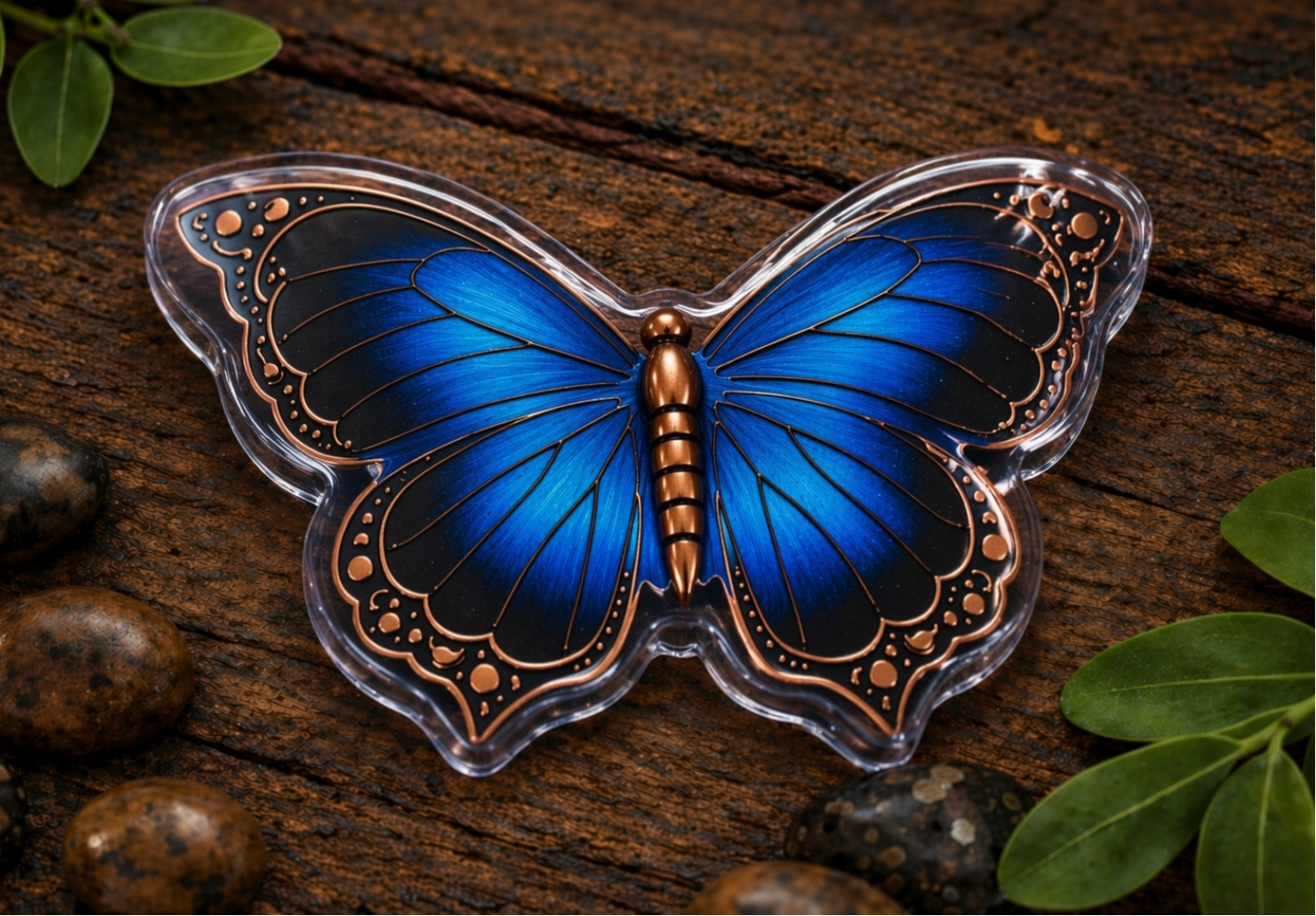 5 AVDP OZ .999 Fine Copper Butterfly Bar – Copper Bullion Art Piece
