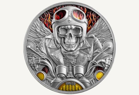 2024 Ghana Memento Mori Biker 1 oz Silver Coin (07/26)