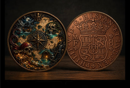 Treasure Cursed Map Pirate 1 AVDP OZ Copper Collectible – Skull Island Nautical Treasure Piece