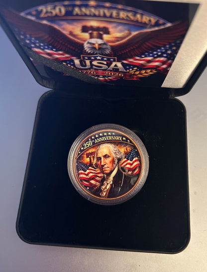 In Stock! USA 250th Anniversary Commemorative Colorized 1 oz Copper Medal High Relief!