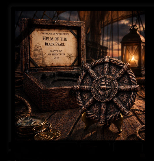 Helm of the Black Pearl 10 AVDP OZ .999 Fine Copper Pirate Collectible with Display Box
