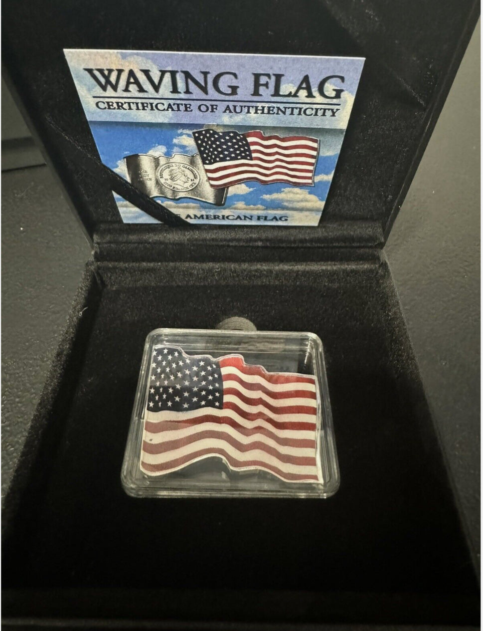 2023 Cameroon 2000 Francs 3D Waving Wavy American Flag 1 oz .999 Silver