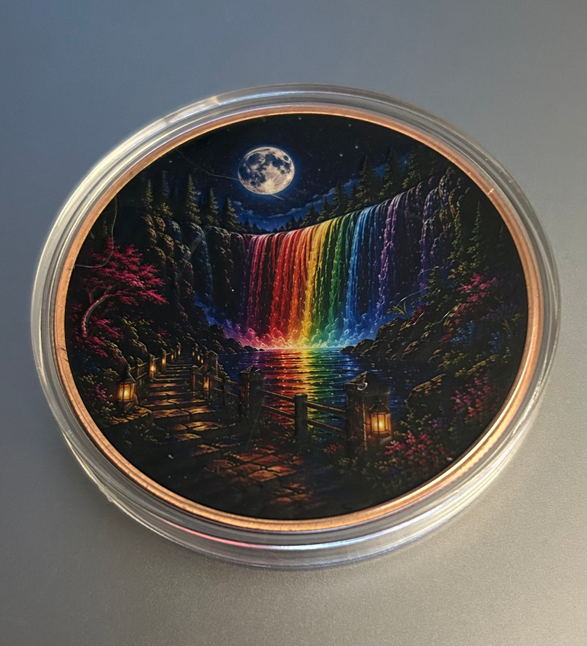 In Stock! Enchanted Cascade Colorized 5 oz Copper Medal (05/21)