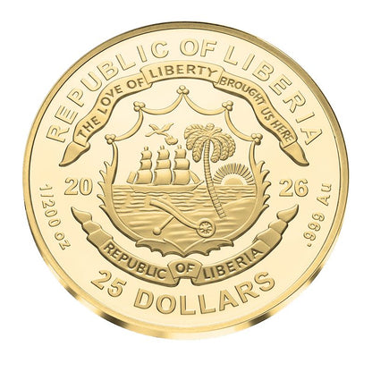 In Stock! 2026 Liberia American Eagle 40 Years 1/200 oz Gold Coin