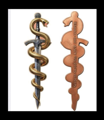 Serpent Sword Shaped 5 oz Copper Medal (04/28)