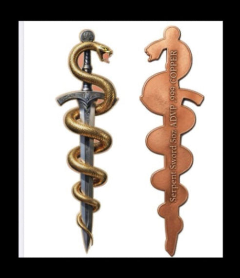 Serpent Sword Shaped 5 oz Copper Medal (04/28)