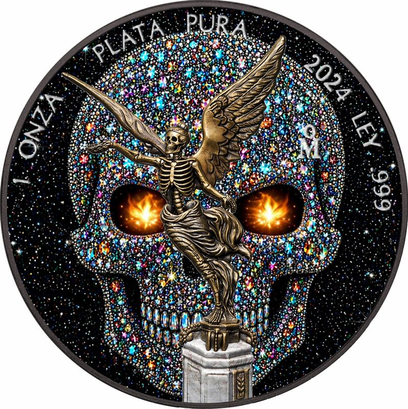In Stock! 2024 Mexico Libertad Diamond Skull Edition 1 oz Silver Coin