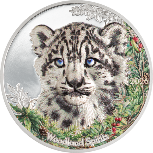 2026 Mongolia Woodland Spirits - Snow Leopard 1 oz Silver Coin (05/04)