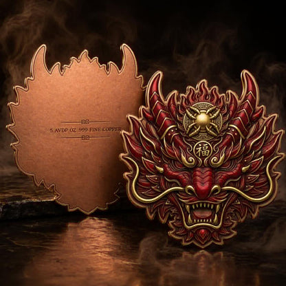 Fortune Dragon 5 AVDP OZ .999 Fine Copper Custom Shaped Collectible Round