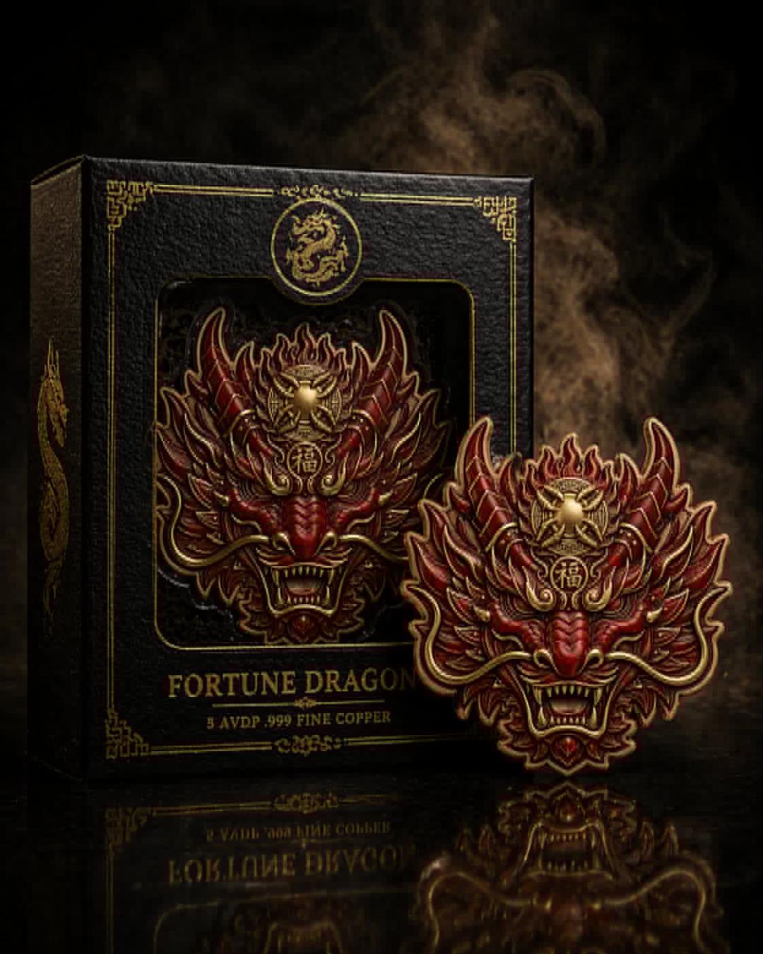 Fortune Dragon 5 AVDP OZ .999 Fine Copper Custom Shaped Collectible Round