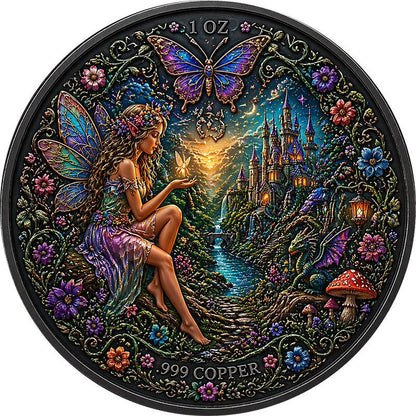 Fairies and Things Colorized 1 oz Copper Round (04/29)