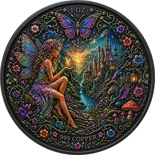 Fairies and Things Colorized 1 oz Copper Round (04/29)