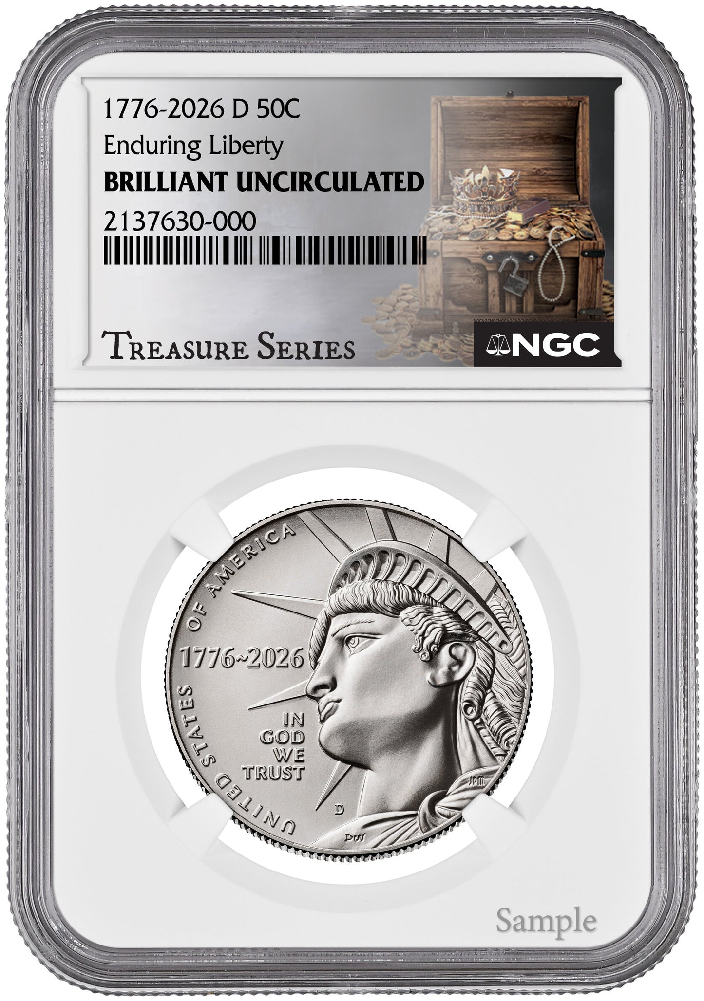 2026-D U.S. Enduring Liberty Half Dollar 50 Cents Coin NGC GEM UNC Treasure Series (04/29)