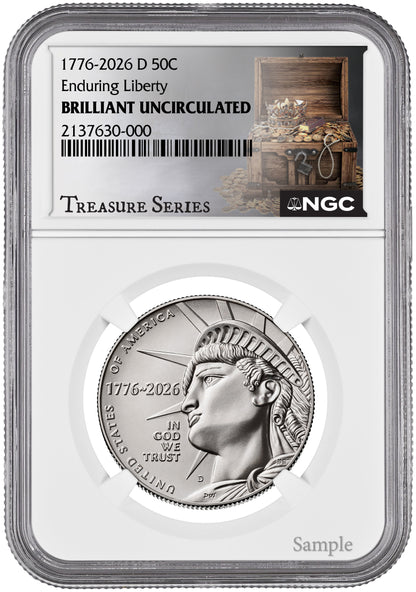 2026-D U.S. Enduring Liberty Half Dollar 50 Cents Coin NGC GEM UNC Treasure Series (04/29)