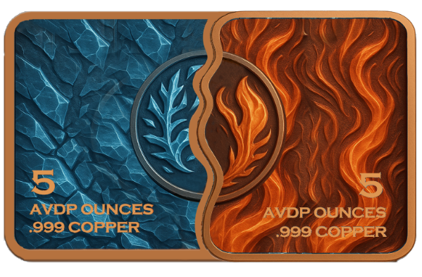 Fire & Ice Snake Fusion Bar Colorized 2 x 5 oz Copper Medal Set (05/01)