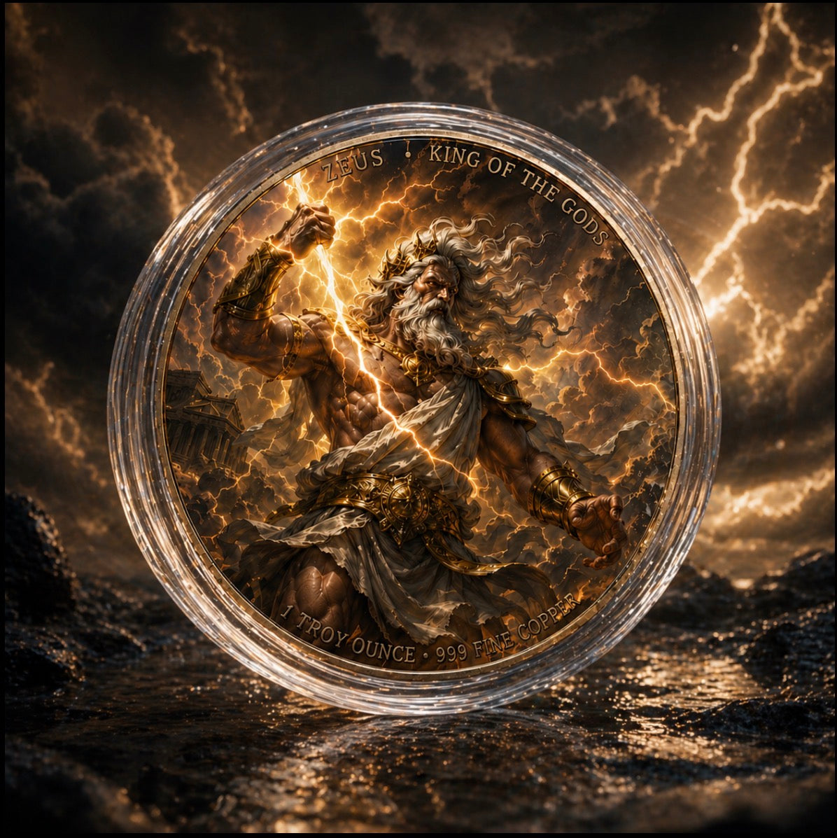 In Stock! Zeus vs Poseidon Infinity Copper Coin Pair | 2 x 1 Troy Ounce .999 Fine Copper with Infinity Display Capsule