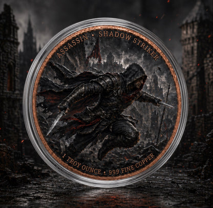 In Stock! Assassin vs Templar Infinity Copper Coin Pair | 2 x 1 Troy Ounce .999 Fine Copper with Infinity Display Capsule