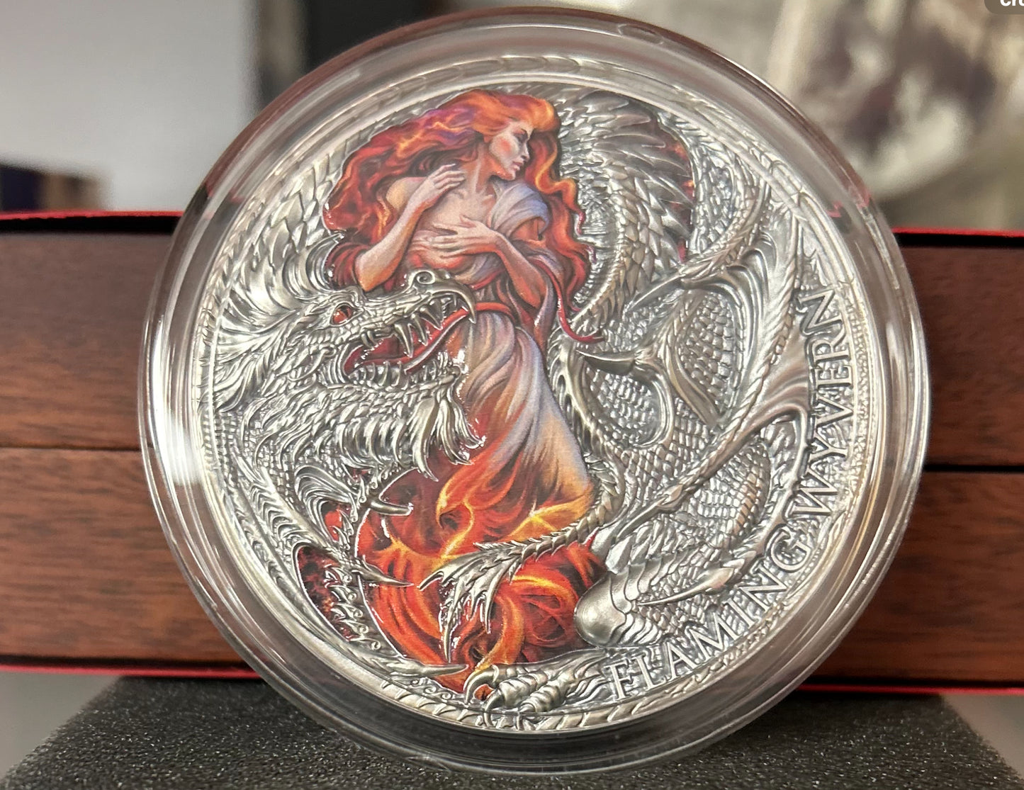 2024 Cameroon Dragonology Frost Dragon 2 oz Silver Coin (08/09)