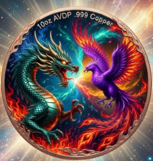 10oz  AVDP Copper DRAGON VS PHOENIX: CAPSULE INCLUDED