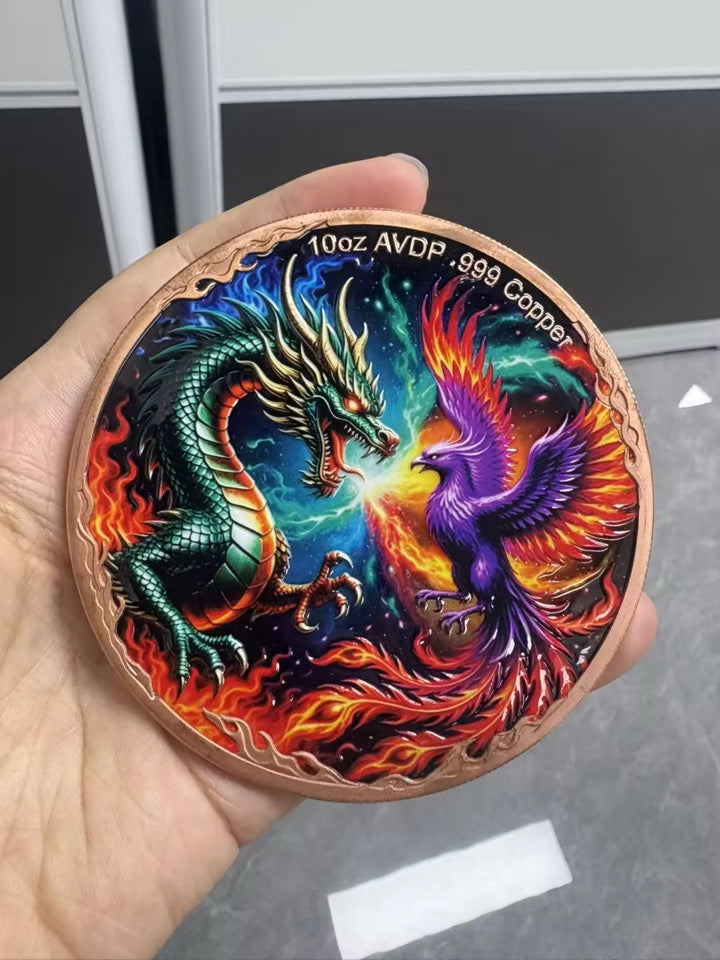 10oz  AVDP Copper DRAGON VS PHOENIX: CAPSULE INCLUDED