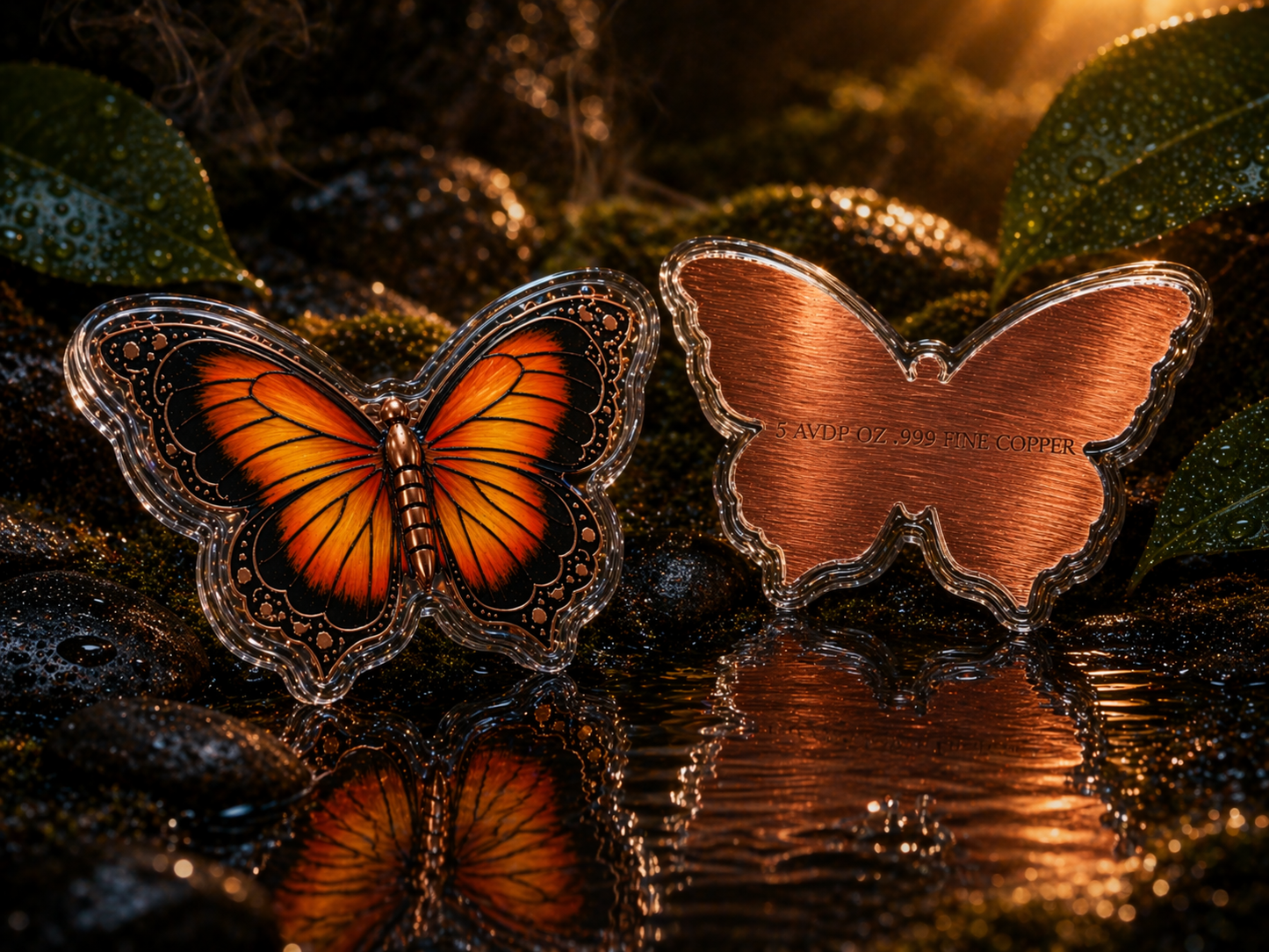 Next in Series! 2026 Monarch Butterfly 5 AVDP OZ .999 Fine Copper Colorized Shaped Collectible