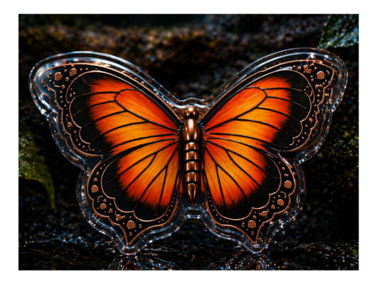 Next in Series! 2026 Monarch Butterfly 5 AVDP OZ .999 Fine Copper Colorized Shaped Collectible