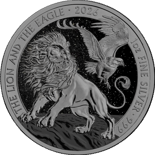 2026 Great Britain Lion & Eagle Triple Black Diamond Edition 1 oz Silver Coin (05/05)