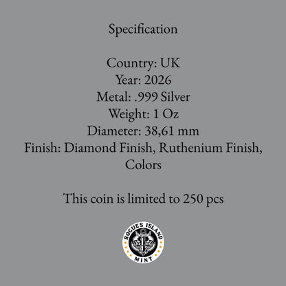In Stock! 2026 Great Britain Lion & Eagle Triple Black Diamond Edition 1 oz Silver Coin