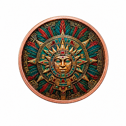 Aztec Sun Relic Colorized 5 oz Copper Round (05/08)