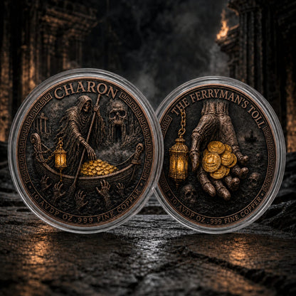 Charon Ferryman’s Toll 10 AVDP oz .999 Fine Copper Medal with Selective Gold Gilded Limited Edition (5/23)