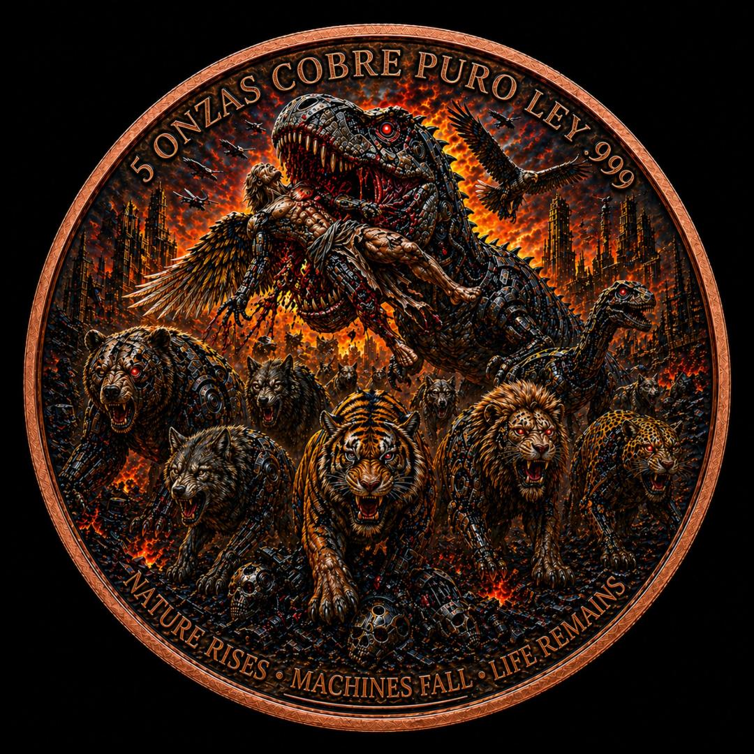 Mexico Libertad Judgement Day 3: Nature Rises - Machines Fall - Life Remains - 5 oz Copper Medal (2000 Mintage)