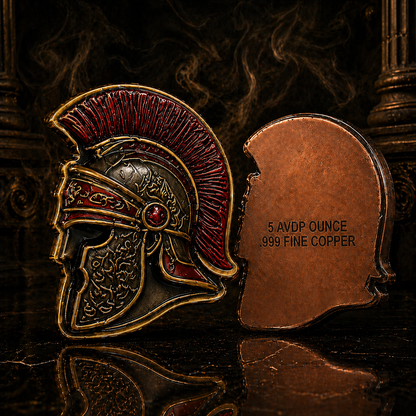 SPQR Roman Helmet Colorized 5 AVDP Oz .999 Fine Copper Limited Edition Collectible 1